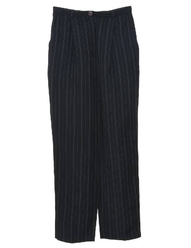 Black Pinstriped Trousers - W26 L29 Trousers Corduroy Warm