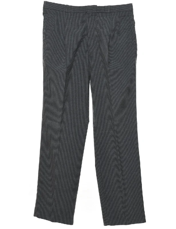 Striped Pattern Grey Classic Trousers - W36 L32 Trousers Brand Named
