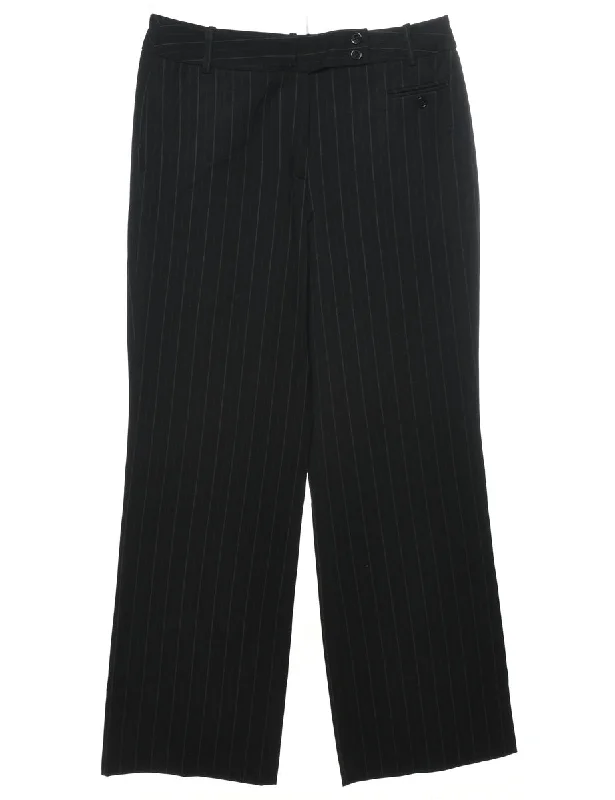 Black Classic Striped Trousers - W32 L32 Trousers sophisticated sleek