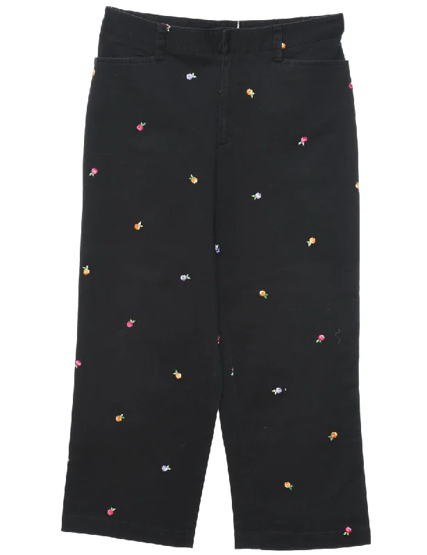 Black Trousers - W30 L24 Trousers Satin Smooth