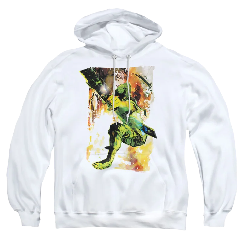 Green Arrow Painted Archer - Pullover Hoodie Gathered Sleeve Pullover