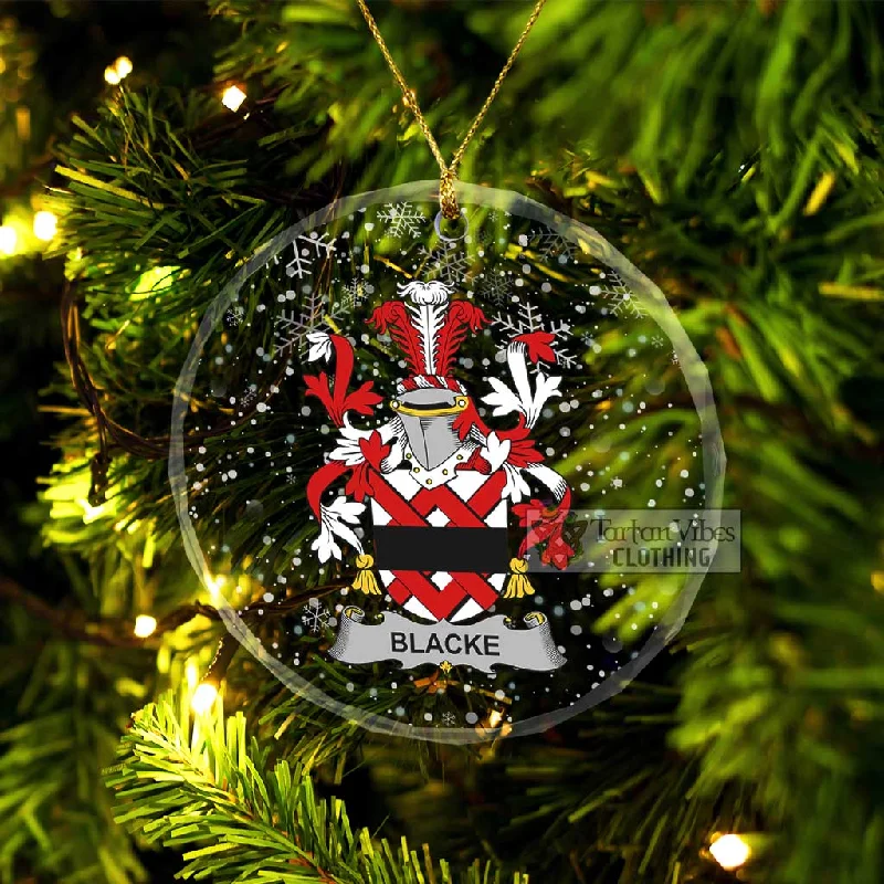 Blacke Irish Clan Christmas Glass Ornament with Coat of Arms Jersey Tulle Batik