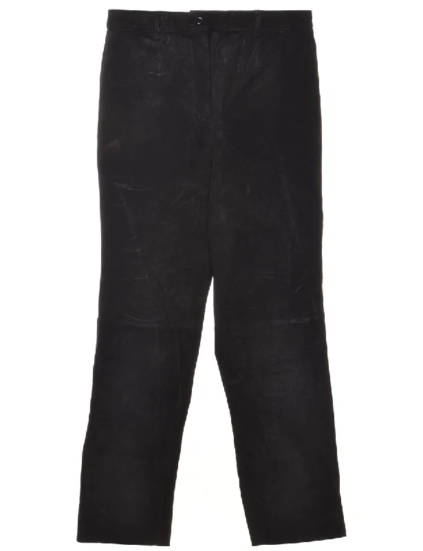 Black Suede Trousers - W31 L31 Skinny Trousers Denim Stretchy