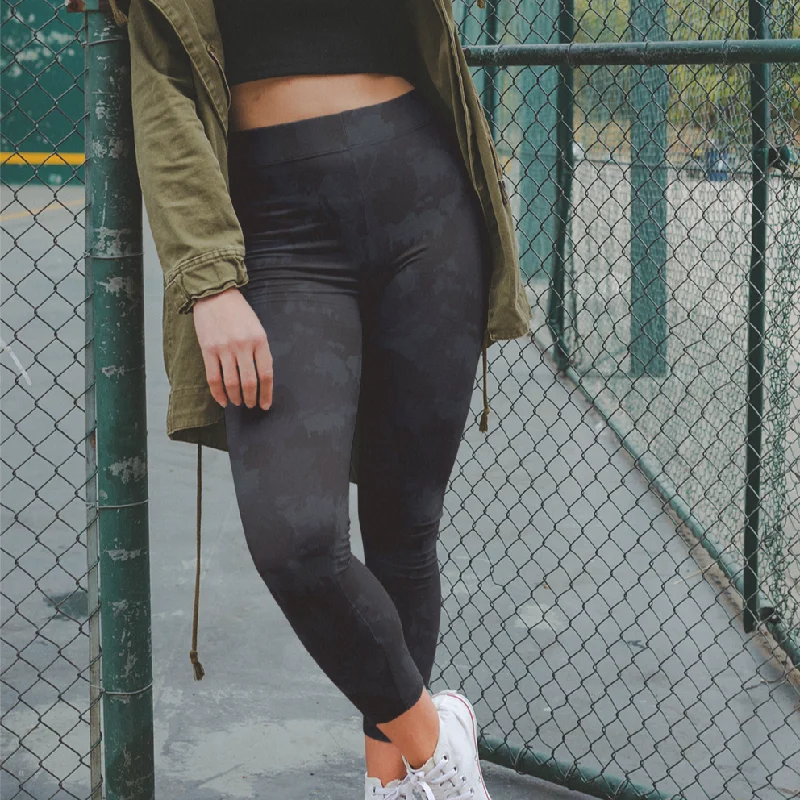 Faded Chambray Buffoulage Leggings with Pockets Trendy Activewear Leggings