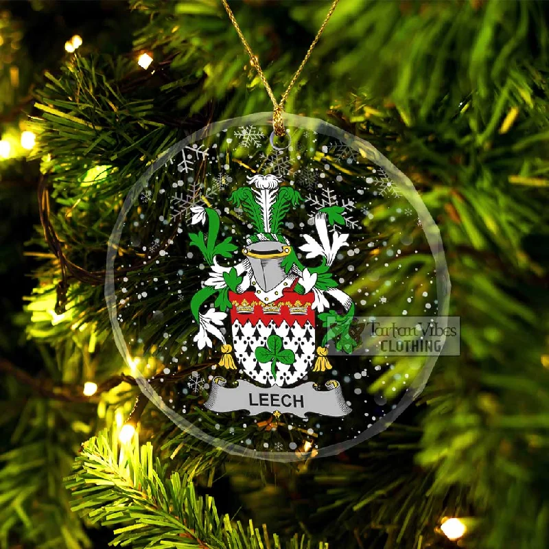 Leech Irish Clan Christmas Glass Ornament with Coat of Arms Trapeze Tunic Caftan