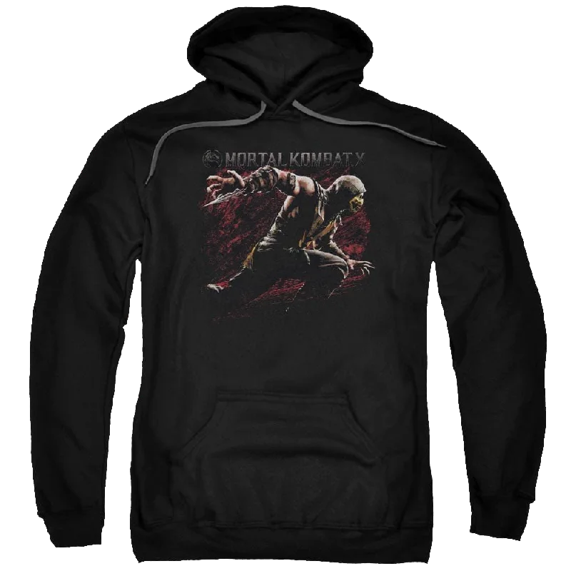 Mortal Kombat Scorpion Lunge Pullover Hoodie Cap Sleeve Casual