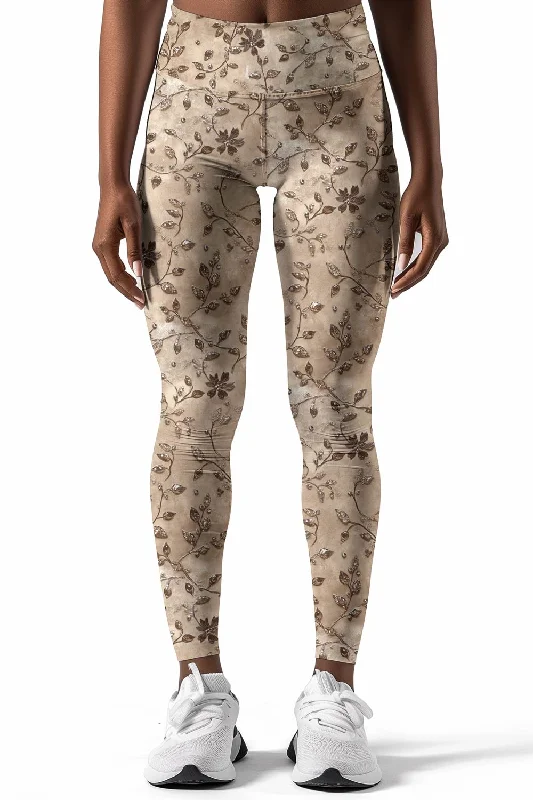 Golden Latte Lucy Beige Floral Printed Leggings Yoga Pants - Women Trendy Digital Print Leggings Golden Latte Lucy Beige Floral Printed Leggings Yoga Pants - Women Trendy Digital Print Leggings