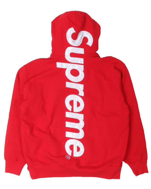 Satin Appliqué Hooded Sweatshirt Hoodie with Oversized Fit Loose Comfortable