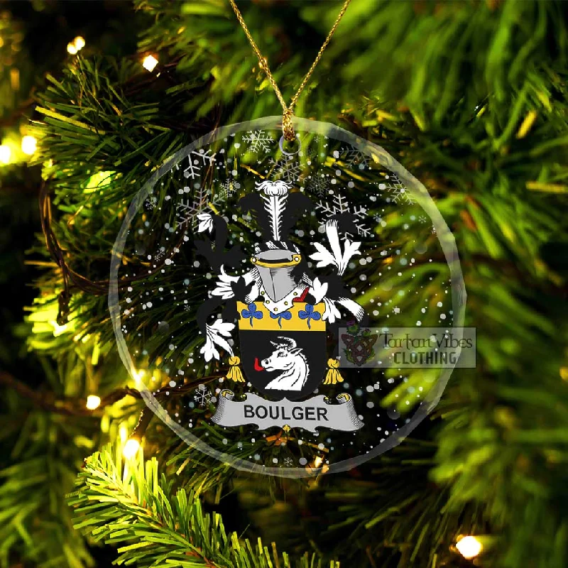 Boulger Irish Clan Christmas Glass Ornament with Coat of Arms Trim Padded Insulated