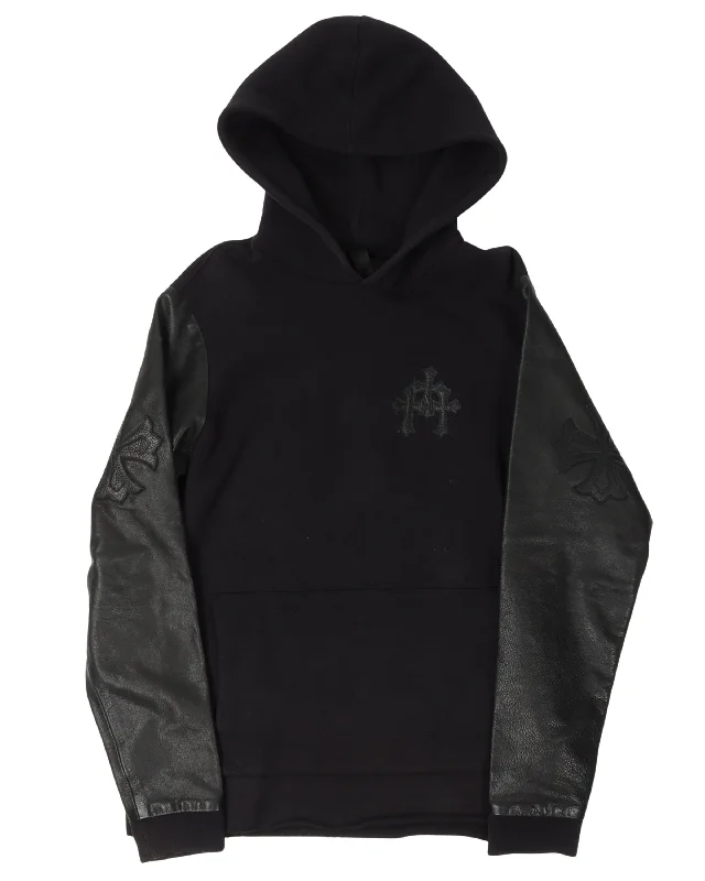 Leather Sleeve Hoodie Oversized Hoodie Comfort Casual