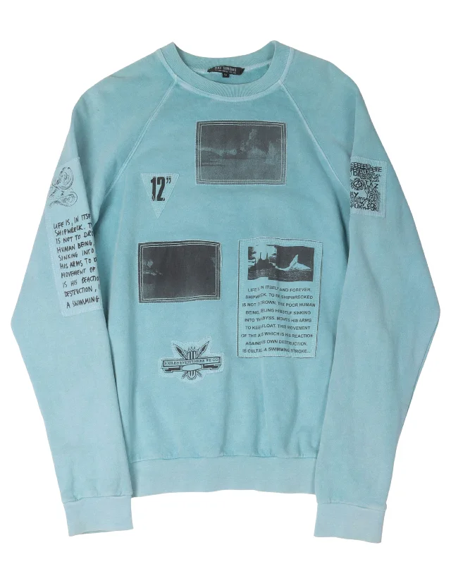 AW04 "Waves" Patch Sweatshirt Hoodie with Typography Text Message