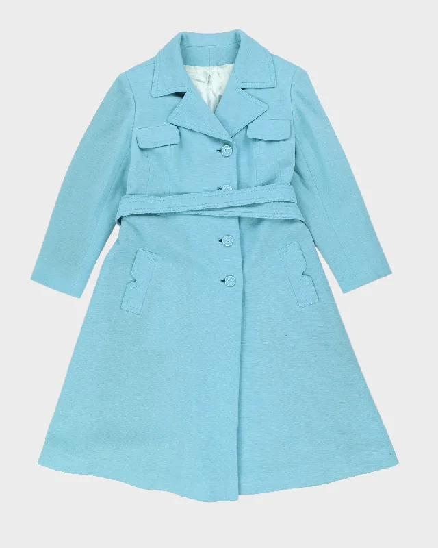 Vintage 1970s  Blue Wool Coat - M Parka Down Jacket Wool Coat