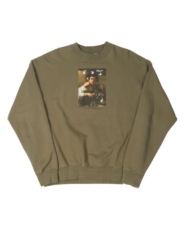 Caravaggio Graphic Crewneck Sweatshirt Hoodie with Embroidery Detailed Premium