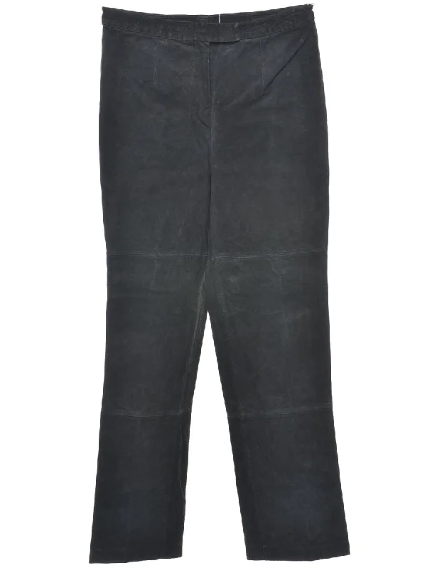 Black Suede Tapered Trousers - W29 L29 Trousers cozy soft