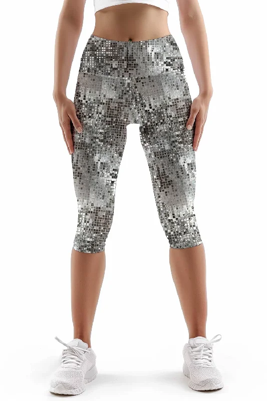 Silverlight Ellie Grey Glitter Printed Gym Yoga Capri Leggings - Women Comfortable Slim Fit Leggings Silverlight Ellie Grey Glitter Printed Gym Yoga Capri Leggings - Women Comfortable Slim Fit Leggings