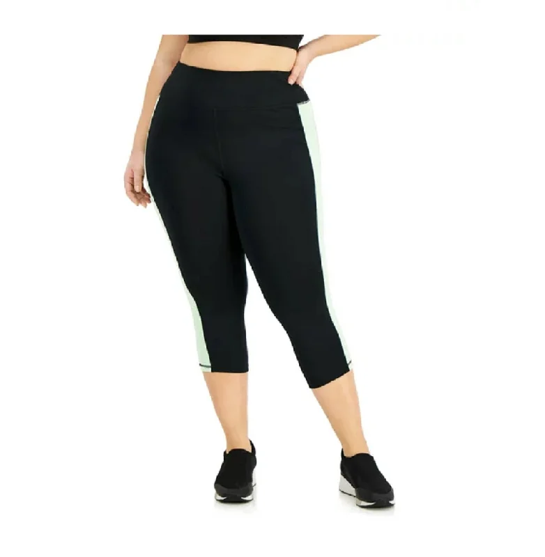 ID Ideology Women's Plus Size Colorblocked Capri Leggings, Noir Green Ash, 2X Trendy Fitness Leggings ID Ideology Women's Plus Size Colorblocked Capri Leggings, Noir Green Ash, 2X Trendy Fitness Leggings