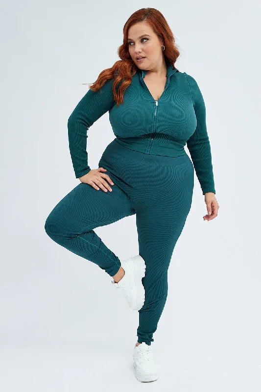 Green Leggings Seamless Activewear Chic Printed Yoga Pants