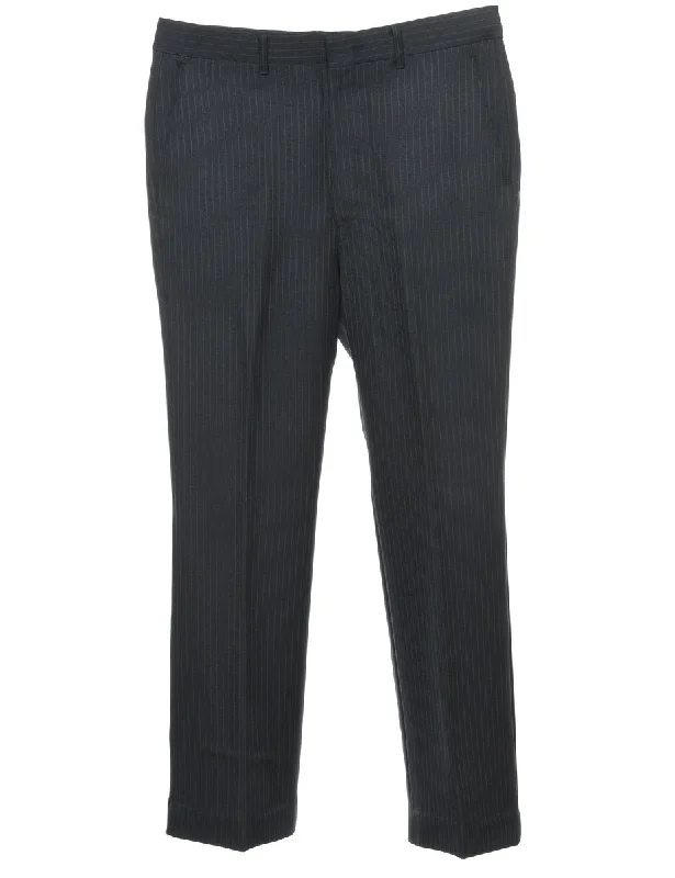Striped Pattern Navy Trousers - W34 L30 Trousers Top Rated