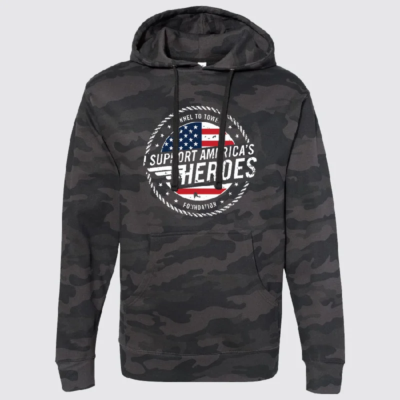T2T Heroes Hoodie – Unisex (Black Camo) CLEARANCE Hoodie with Lining Warm Insulated