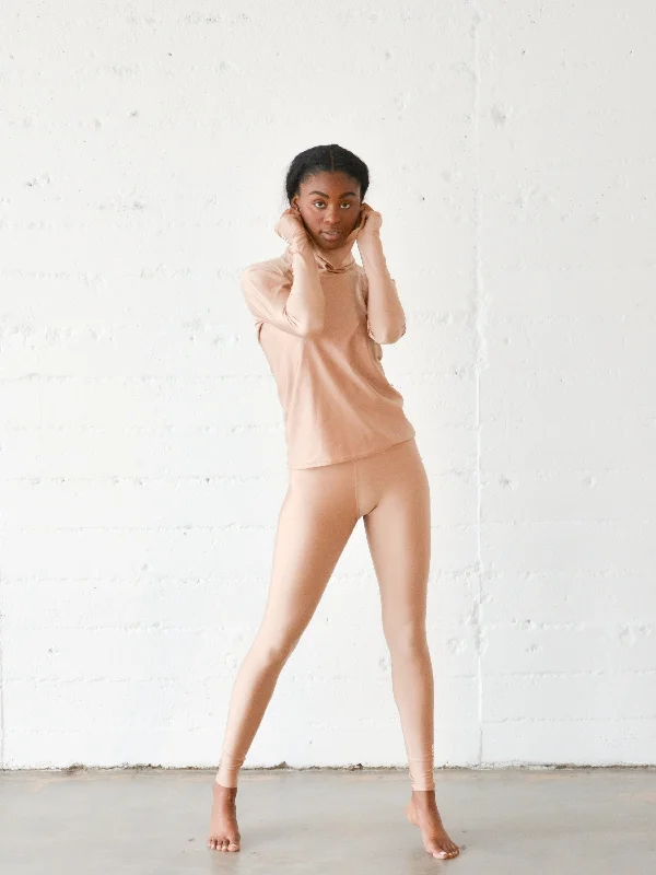 WOMEN'S SWIM LEGGINGS  - BEIGE Comfortable Power Mesh Leggings