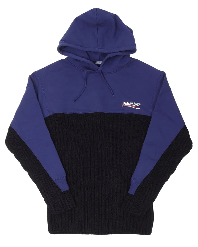 Campaign Hybrid Knit Hooded Sweatshirt Hoodie with Elastic Waist Stretchable Comfortable