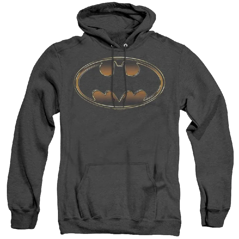 Dc Batman Black & Gold Embossed - Heather Pullover Hoodie Bell Sleeve Stylish