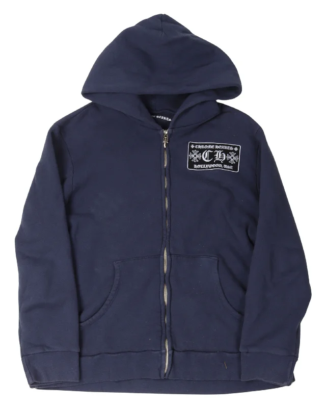 Vintage Patch Zip Up Hoodie Hoodie with Longline Fit Extended Stylish