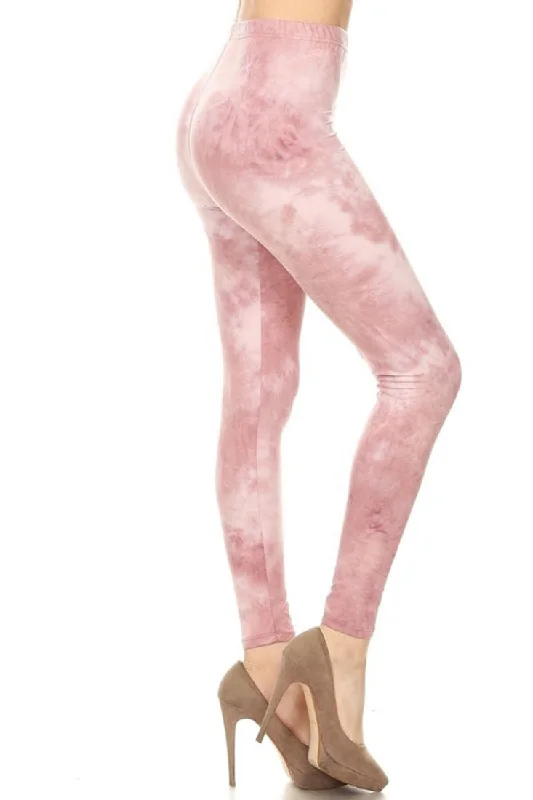 Pink Pastel Tie Dye Leggings Elegant Full-Body Leggings