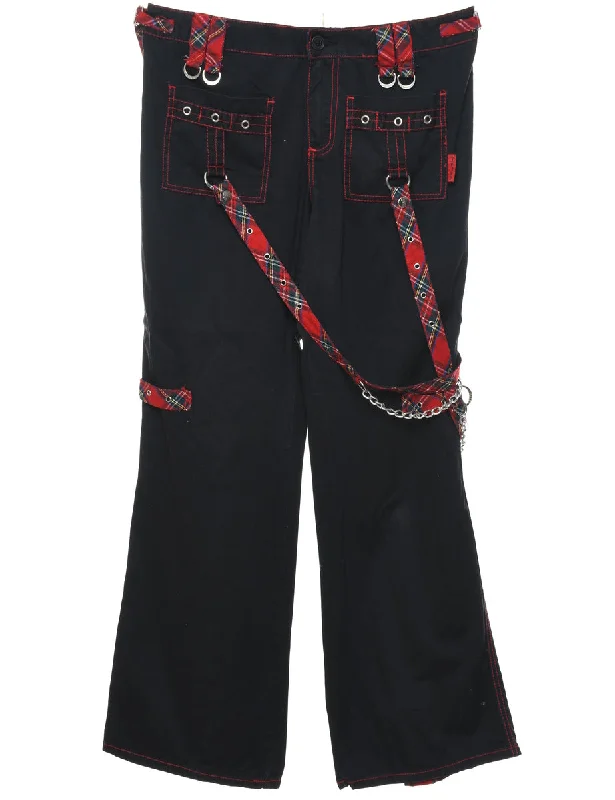 Black Y2K Trousers - W38 L33 Trousers Handmade Artisanal