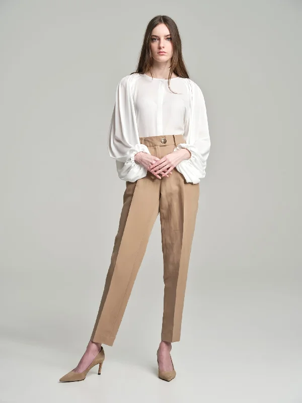 Straight leg trousers in luxury mixed silk fabric Trousers Corduroy Warm