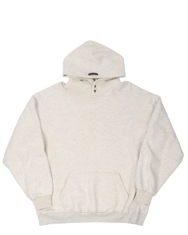 Cream Sweatshirt Hoodie with Hem Ribbing Snug Secure