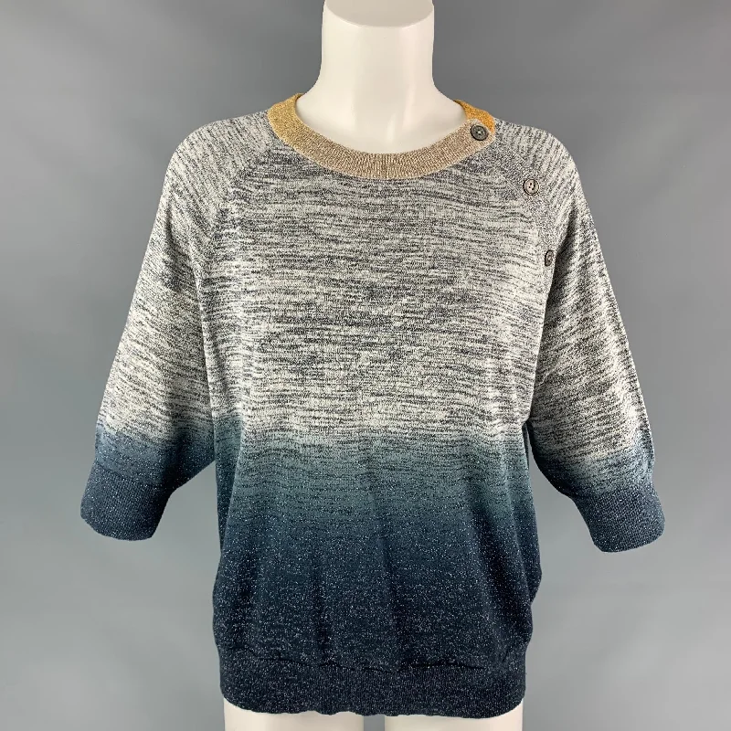 ZADIG & VOLTAIRE Size M Blue & Grey Ombre Cotton Blend Pullover Cashmere Luxurious Pullover ZADIG & VOLTAIRE Size M Blue & Grey Ombre Cotton Blend Pullover Cashmere Luxurious Pullover