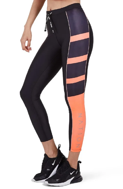 P.e Nation Women's The Combination Ankle Leggings, Black/Orange, XS Cozy Textured Workout Leggings