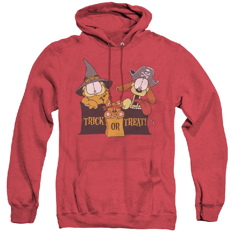 Garfield Trick Or Treat - Heather Pullover Hoodie Ribbed Crew Neck