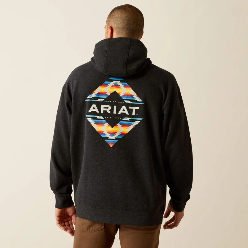 Ariat Men's Diamond Canyon Pullover Hoodie in Black Heather (Available in Tall Sizes) Surplice Neck Pullover Ariat Men's Diamond Canyon Pullover Hoodie in Black Heather (Available in Tall Sizes) Surplice Neck Pullover