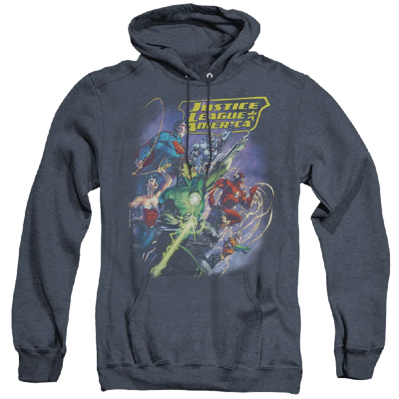 Justice League Onward - Heather Pullover Hoodie Short Sleeve Top