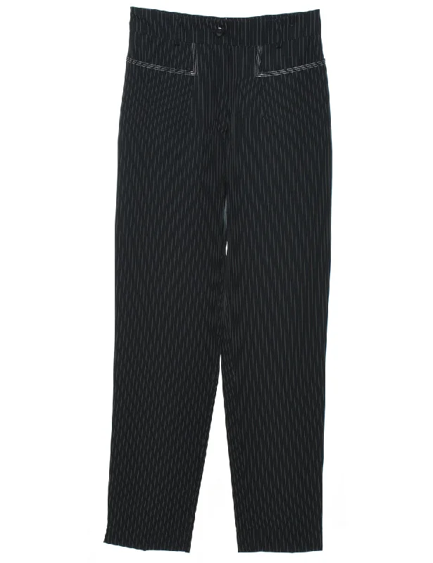 Black Pinstriped Trousers - W27 L30 Trousers Lace Delicate