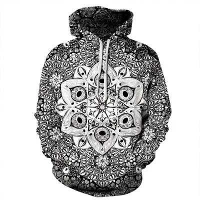 Harajuku Print Pullover Hoodies High Neck Pullover