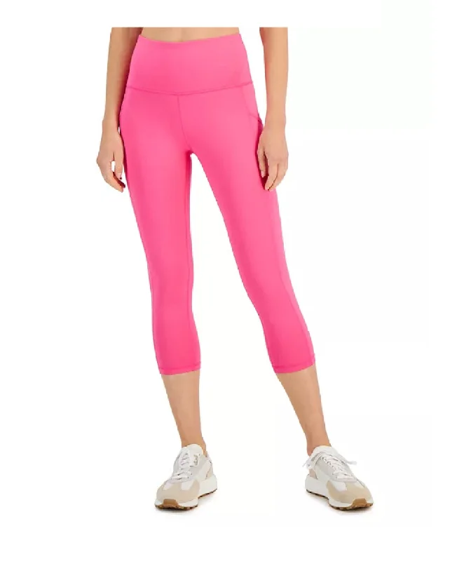 ID Ideology Women's High-Rise Cropped Leggings, Purple Cosmos, S Stylish Compression Fit Leggings
