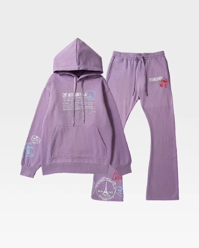 Globetrotter Hoodie & Sweats Set in Purple Hoodie with Zipper Versatile Modern