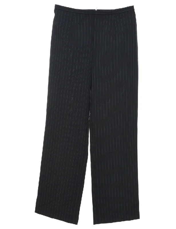 Black Pinstriped Trousers - W28 L31 Trousers Chinos Classic