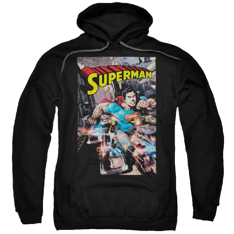 Superman Action One - Pullover Hoodie Fitted Ribbed Sweater