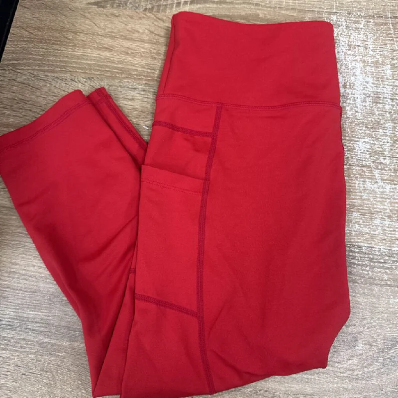 Zyia - Women's Leggings : Red-women-12 Comfortable Wide-Band Leggings