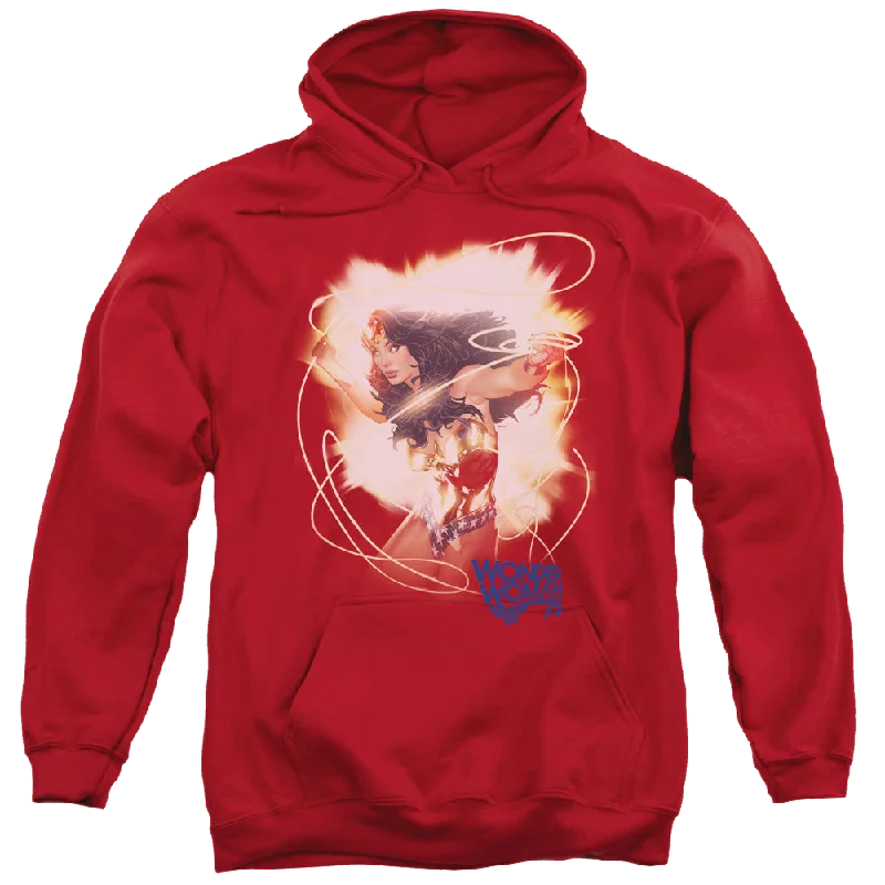 Wonder Woman 75Th Burst - Pullover Hoodie Scalloped Neck Pullover