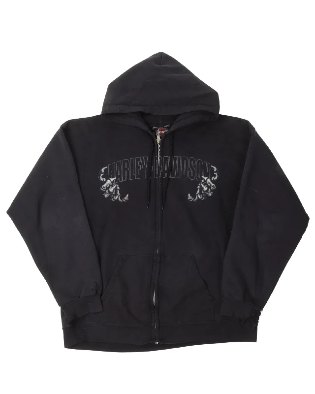 Harley Davidson Skeleton Logo Zip Up Hoodie Hoodie with Pattern Geometric Abstract