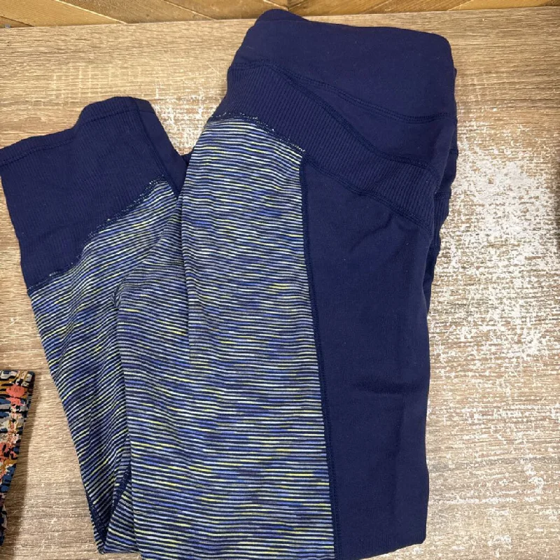 Athleta - Women's Patterned Cropped Leggings: Navy/Blue/Yellow-women-MD Fashionable Tummy Control Leggings Athleta - Women's Patterned Cropped Leggings: Navy/Blue/Yellow-women-MD Fashionable Tummy Control Leggings