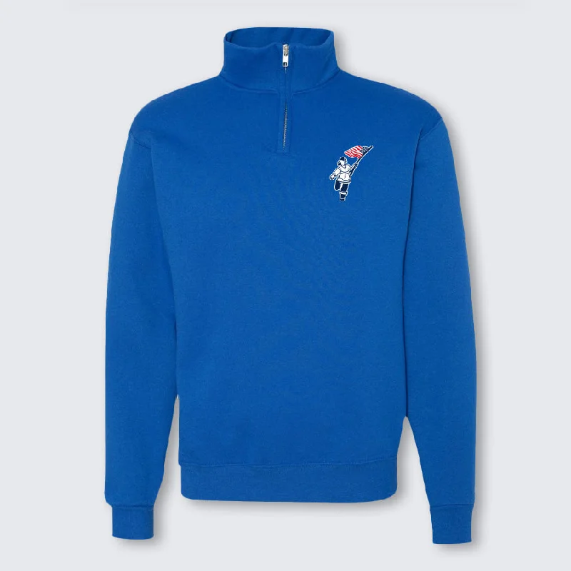 T2T Quarter Zip Sweatshirt – Unisex - (Royal) Hoodie with Thumb Holes Functional Cozy