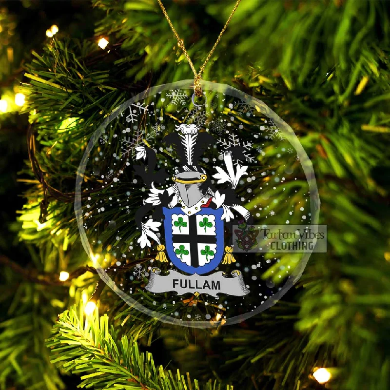 Fullam Irish Clan Christmas Glass Ornament with Coat of Arms Shawl Collar Notch Collar Lapel Collar