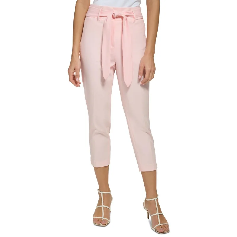 DKNY Womens Petites Tapered Legs Tie Belt Trouser Pants Trousers sophisticated sleek