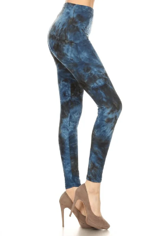 Blue Multi Tie Dye Leggings Trendy Black Mesh Leggings